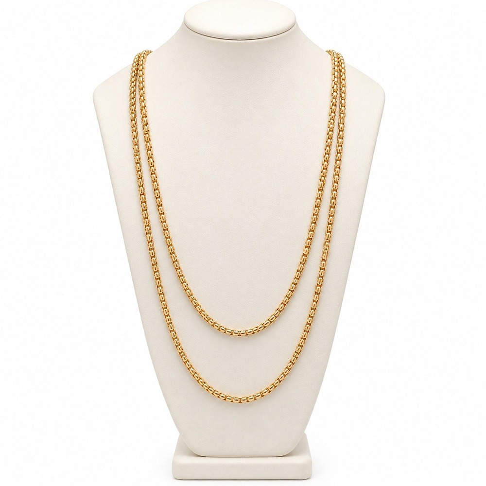 Vintage Danbury Mint Gold Plated Multi-Strand Box Chain Necklace 36-38 Inch